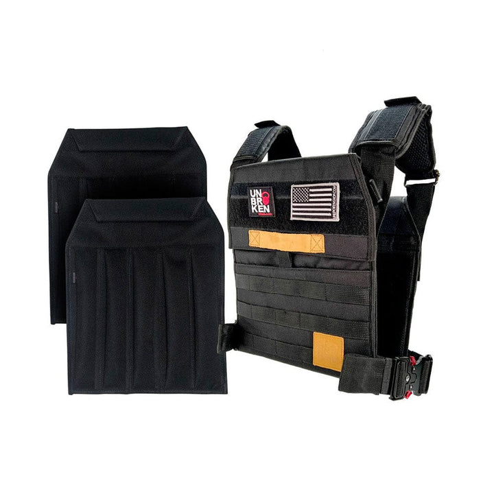 UNBROKENSHOP Weight Vest Black NEW Heavy Duty Weight Vest + Sand Plates