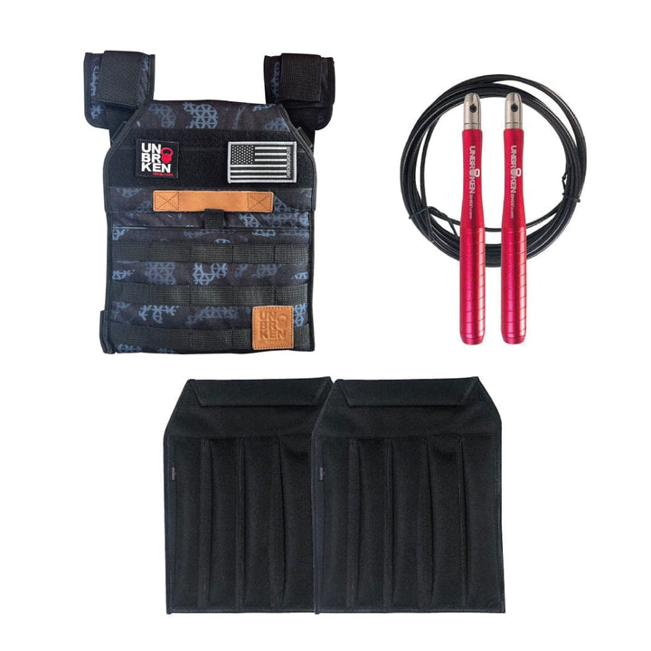 UNBROKENSHOP Classic weight vest + Sand Plates + Jump Rope