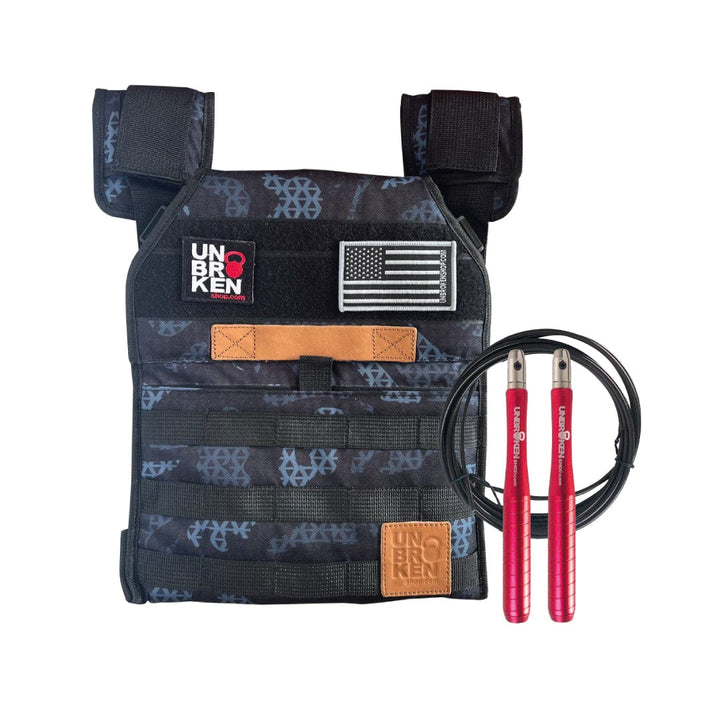 UNBROKENSHOP personalized Camo Classic weight vest + Jump Rope Pro