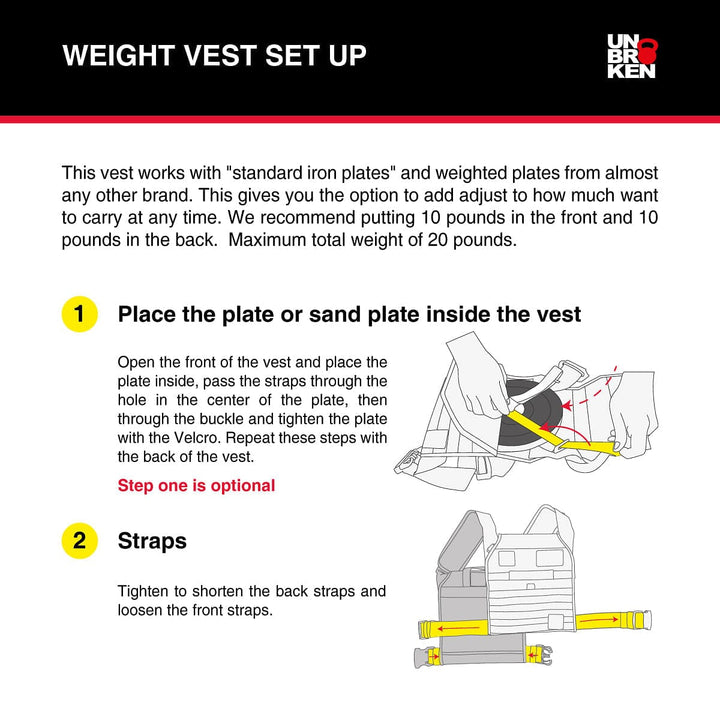UNBROKENSHOP Classic weight vest + Sand Plates + Wrist Wraps