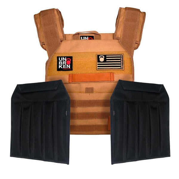 UNBROKENSHOP Tan Classic weight vest + Sand Plates
